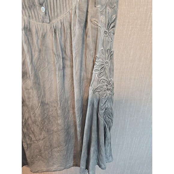 Pol Womens Gray mineral wash tunic sleeveless floral embroidery Size S - Picture 3 of 15
